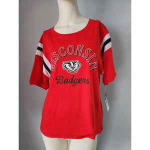 NWT Wisconsin Badgers Short Sleeve Jersey T-Shirt Football Youth XL Womens Small